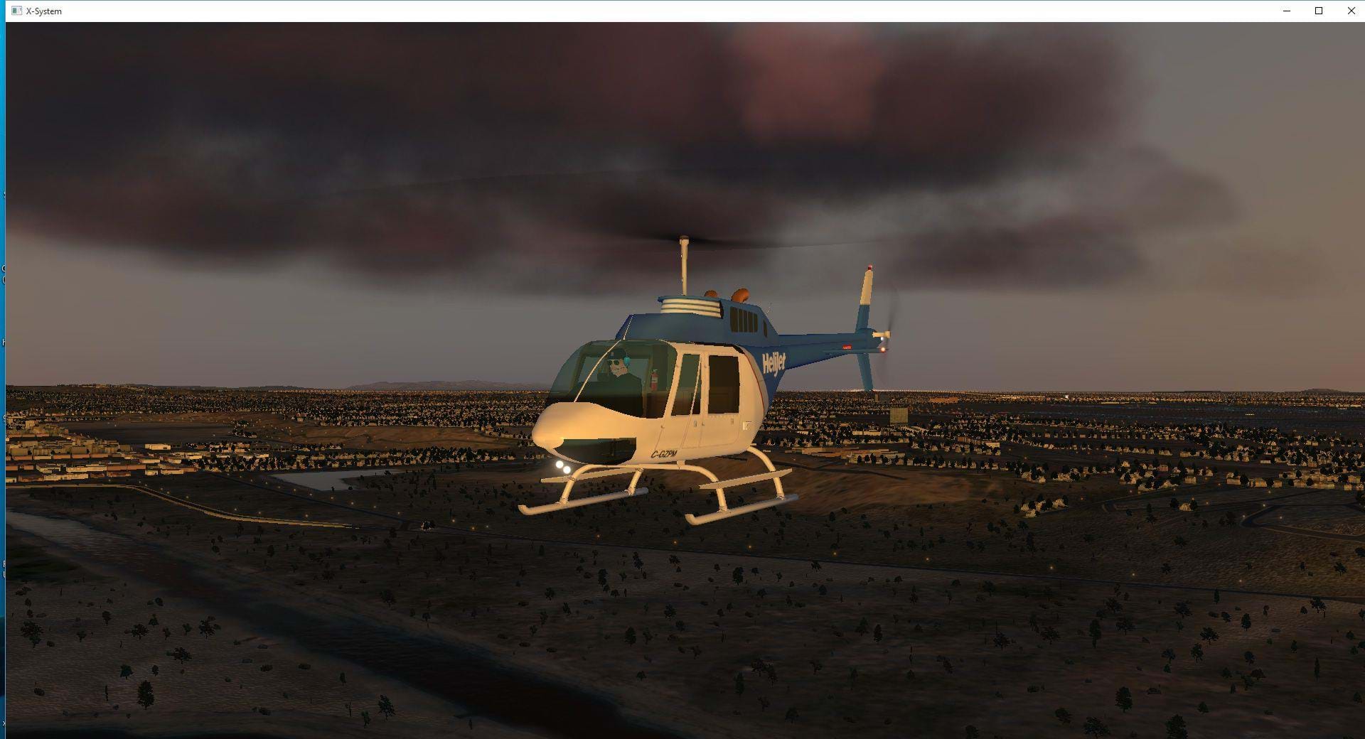 Bell 206 in flight in X-Plane