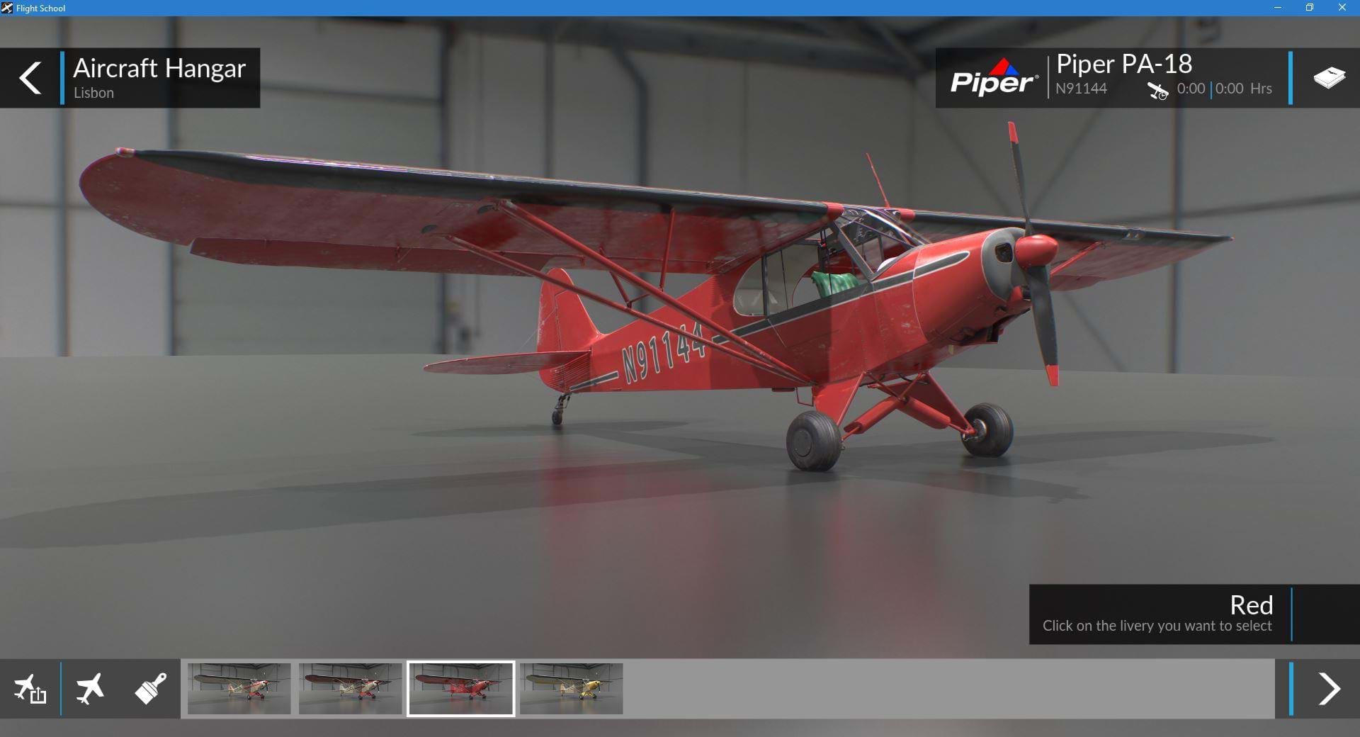 Dovetail Games Flight School - selecting a livery