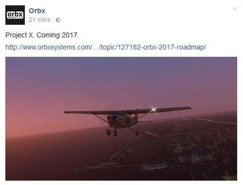Orbx - Project X Facebook post