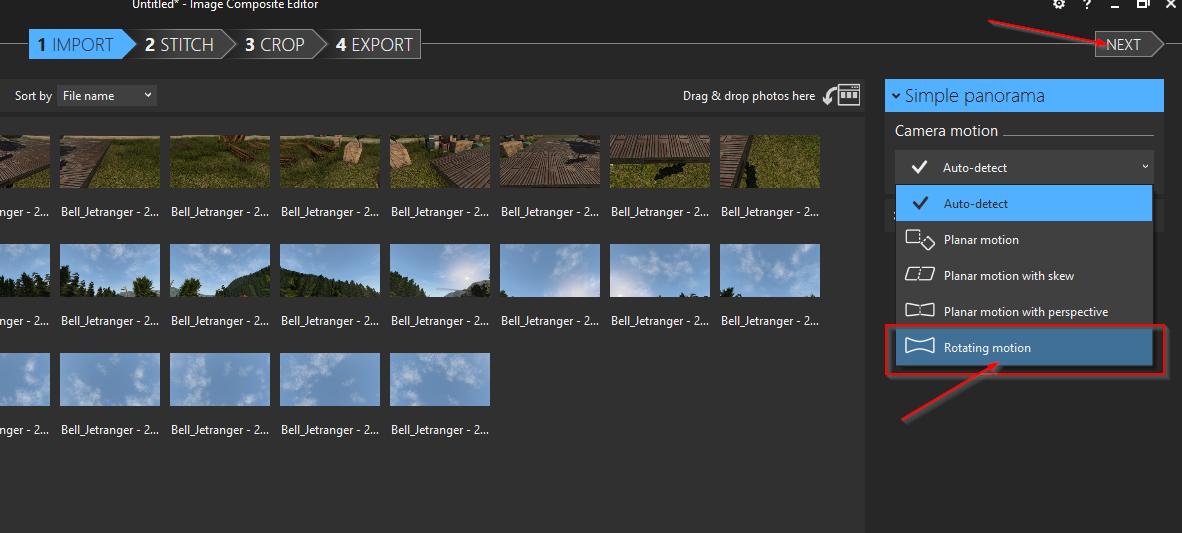 Image Composite Editor - Camera motion option