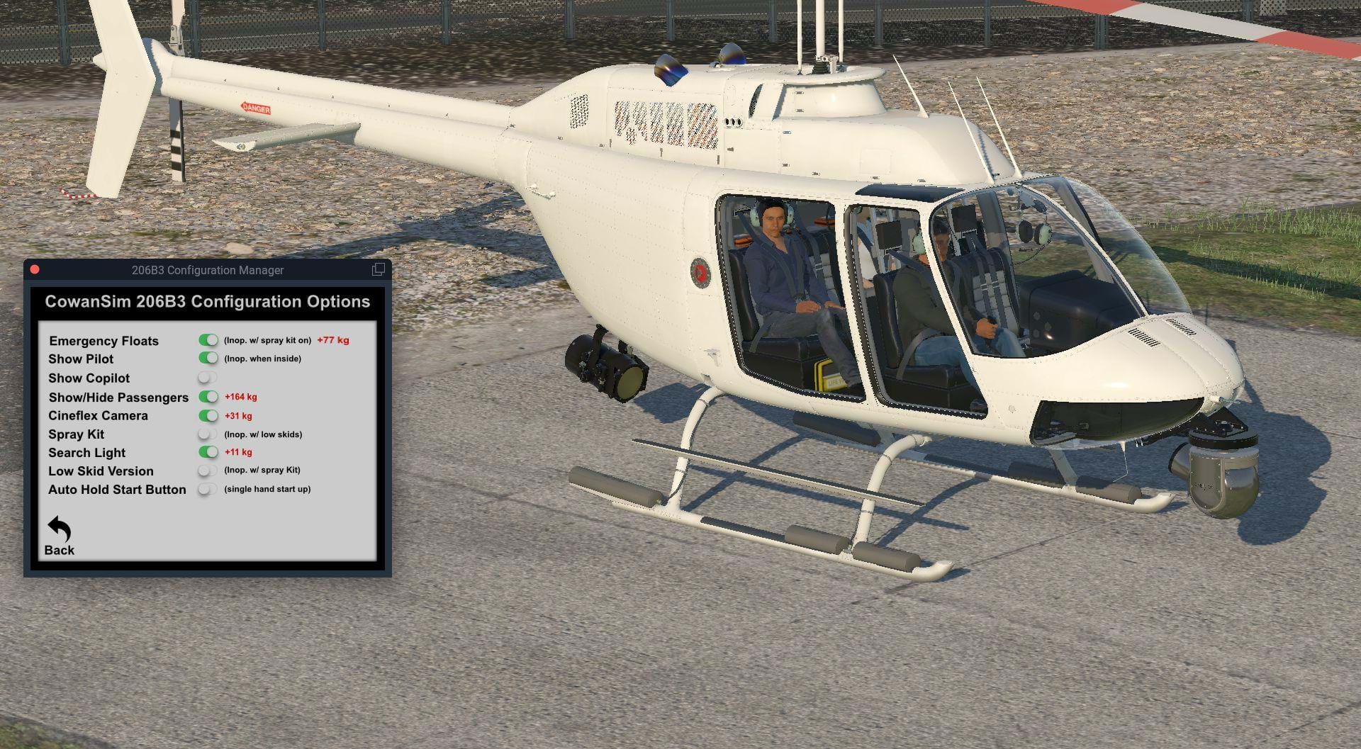 Cowan Simulation Bell 206B3 JetRanger for X-Plane - Mission Equipment