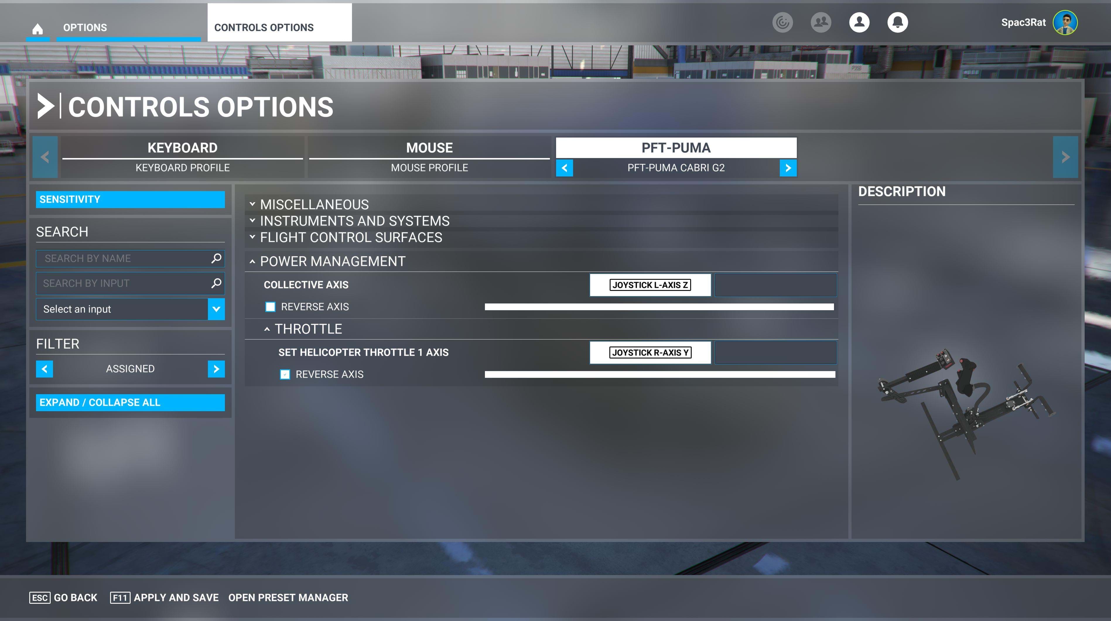 Microsoft Flight Simulator Control Options - Power Management